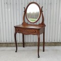 Petite table coiffeuse, maquilleuse, bureau avec miroir pivotant  - 7