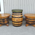 Wooden barrel coffee tables and stool  - 5