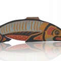Very nice wooden Salmon wall carved plate signed Bill Wilson, Kwakiutl, west Canadian first Nations sculpture - 1