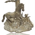 Plat sur pied décoratif, oeuvre d'art en forme d'arbre avec cheval (bol cassé) - 2