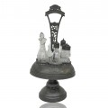 Antique cruet set with etched glass, metal rotating stand - 1