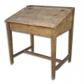 Pupitre antique en pin, piétement à traverses, bureau  - 1