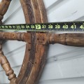 Roue de gouvernail de bateau en bois, barre de bateau  - 2