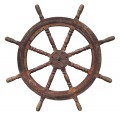 Roue de gouvernail de bateau en bois, barre de bateau  - 3
