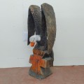 Folk art wooden eagle carving, sculpture  - 4