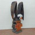 Sculpture art populaire, aigle en bois Harley Davidson  - 5
