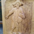 Folk art low relief carving, sculpture signed Janet Thibault - 3