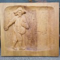 Folk art low relief carving, sculpture signed Janet Thibault - 1