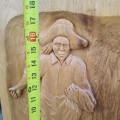 Folk art low relief carving, sculpture signed Janet Thibault - 5