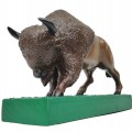 Sculpture art populaire, bison sculpté en bois - 5