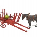 Folk art horse sculpture with hay wagon - 2