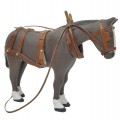 Folk art horse sculpture with hay wagon - 3