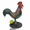 Sculpture art populaire, coq sculpté en bois signé - 2
