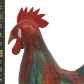 Sculpture art populaire, coq sculpté en bois signé - 3