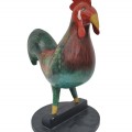 Sculpture art populaire, coq sculpté en bois signé - 4
