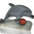 Hand-painted wooden dolphin sculpture - 2