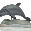 Hand-painted wooden dolphin sculpture - 1