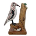 Sculpture art populaire, oiseau, pic bois  - 1