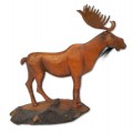 Folk art wooden carved moose  - 1