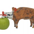 Little wooden carved folk art pig by Felicien Levesque  - 2