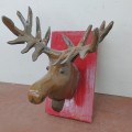 Sculpture art populaire signée Patrick Lavallée, tête d'orignal  - 7