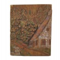 Low relief carved board signed Paré - 1