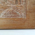 Folk art low relief carving, sculpture signed Raymond Vachon  - 2