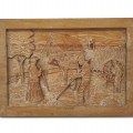 Folk art low relief carving, sculpture signed Raymond Vachon  - 1