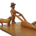 Sculpture naïve, scène laboureur et ses boeufs sculptés, art populaire  - 4