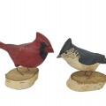 Sculptures art populaire signées Léo Chagnon, oiseaux sculptés en bois ( rouge vendu)   - 2