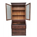 Antique wooden cylinder roll-top secretary with glass-door bookcase - 3