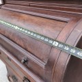 Antique wooden cylinder roll-top secretary with glass-door bookcase - 5