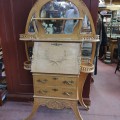 Antique oak secretary desk with mirror, elegant Art Nouveau period furniture - 5