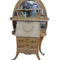 Antique oak secretary desk with mirror, elegant Art Nouveau period furniture - 1