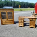 Antique ash secretary desk - 4