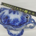 Soupière flow blue, Oriental stone L & G Alcock, vaisselle (voir autres photos pour condition) - 3