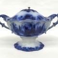 Soupière flow blue, Oriental stone L & G Alcock, vaisselle (voir autres photos pour condition) - 1