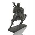 Statue, régule décorative en métal avec cheval  - 2