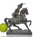 Statue, régule décorative en métal avec cheval  - 3