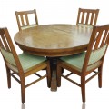 Round table with leaves and 6 chairs - 1