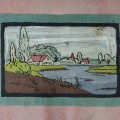 Vintage hooked tapestry, rug  - 6