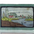 Vintage hooked tapestry, rug  - 1