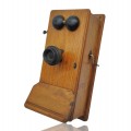 Oak wall phone, 1920s style, beautiful patina - 3