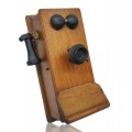 Oak wall phone, 1920s style, beautiful patina - 1