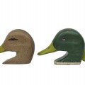 Wooden carved duck heads, folk art sculptures - 2