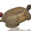 Carved wooden turtle, folk art sculpture  - 3