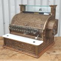 Brass National cash register with white marble base - 7