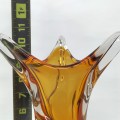 Amber-orange blown glass vase, signed Chalet - 3