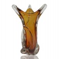Amber-orange blown glass vase, signed Chalet - 1